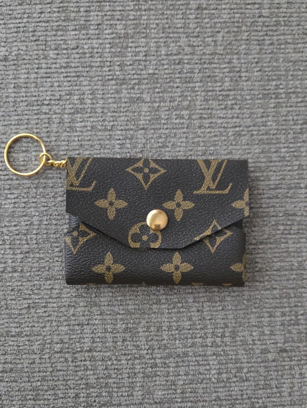 Louis Vuitton Monogram Card & Key Upcycled Pouch in Brown and Gold